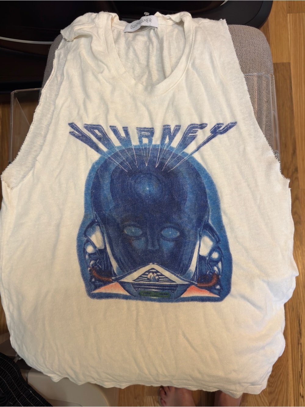 Daydreamer Cream Scoop Neck muscle Tshirt Journey band
